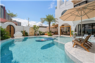 Light Crystallized pool steps and anti slip sandblasted surface