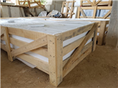 Crates stacked and reinforced with steel strapping at our warehouse