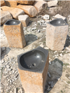 Basalt fountain pikes/ lavabo dia60-90x30-45 natural exterior, smooth top